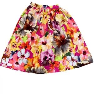 MOLO NWT Digital Floral SKIRT Size Medium Cotton Pleated Full Skirt